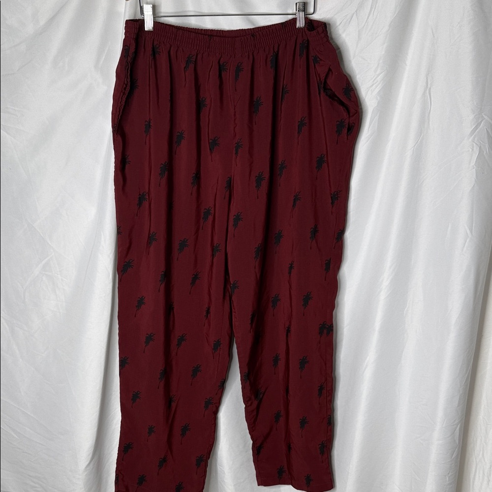 Kaktus Men's Maroon Palm Print Joggers
